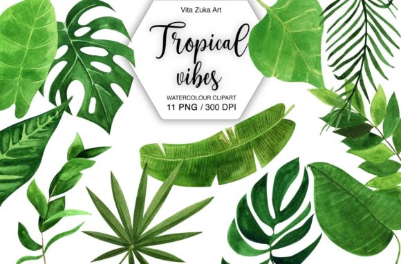 Download Watercolor Tropical Leaves Clipart - Tropical Collection