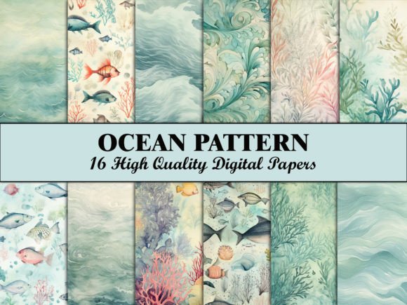Download Sea Scrapbook Paper Blue Ocean Pattern - Blue Collection