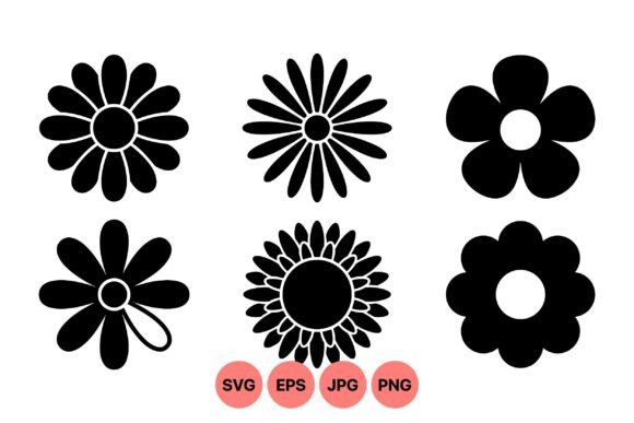 Download Simple Retro Flower Silhouette Set - Simple Collection