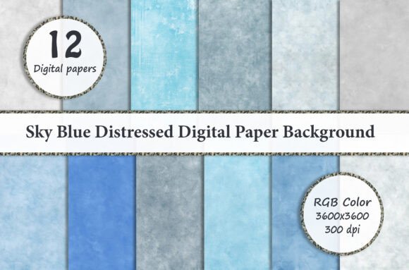 Download Sky Blue Distressed Digital Paper - Blue Collection