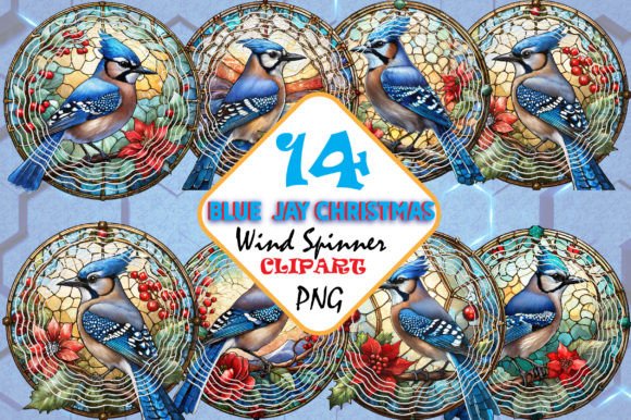 Download Stained Glass Blue Jay Bird Wind Spinner - Blue Collection