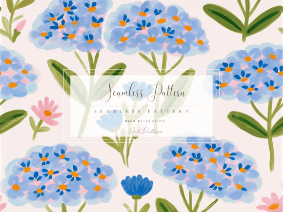 Download Blue Hydrangea Seamless Pattern PNG for Kids &amp; Spring Crafts - Blue Collection