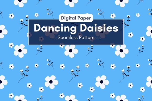 Download Daisy Flowers on Blue Paper Pattern - Blue Collection