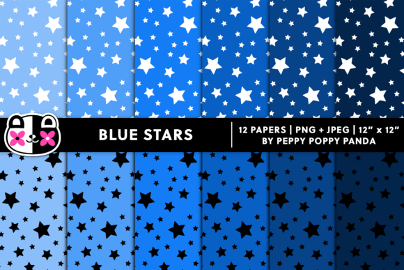 Download Blue Confetti Stars Digital Paper Set - Blue Collection