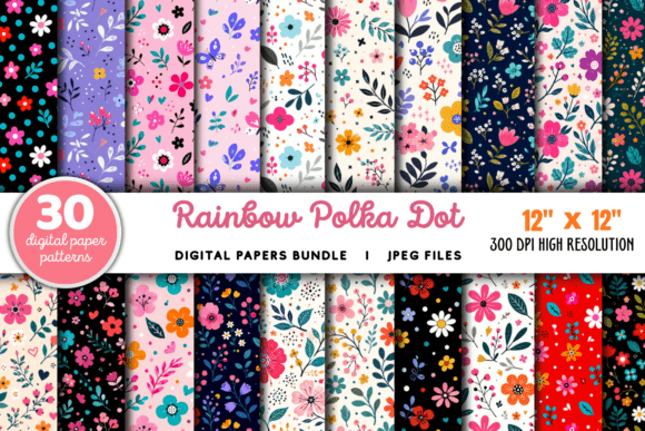 Download Rainbow Polka Dot Digital Paper Bundle - Premium Bundle