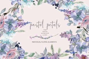 Download Watercolor Pastel Blue and Mauve Flowers - Blue Collection