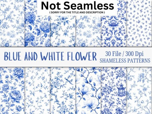 Download Blue and White Watercolor Flower Pattern - Blue Collection