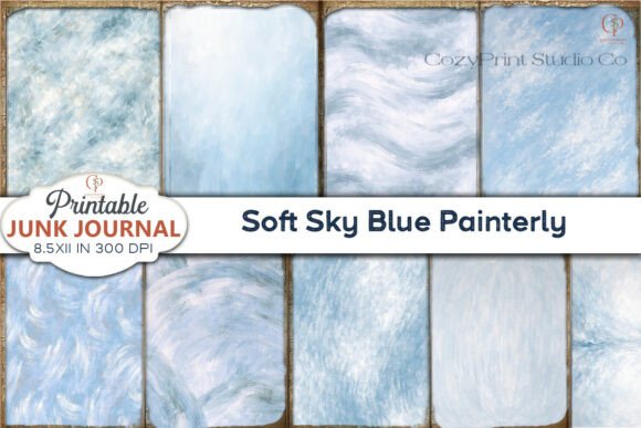 Download Soft Sky Blue Painterly Junk Journal - Blue Collection