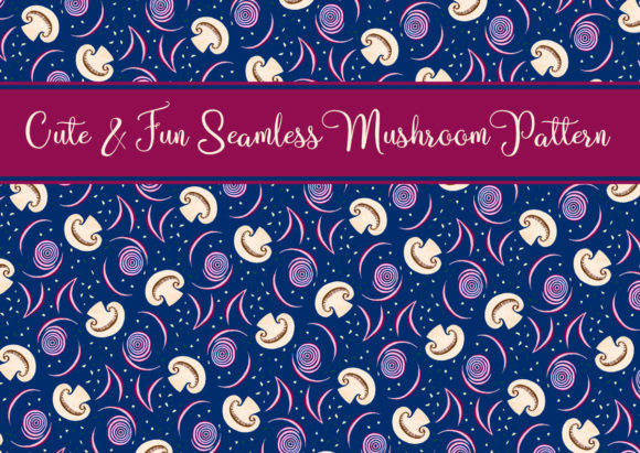 Download Navy Blue Mushroom Vegan Food Pattern - Blue Collection