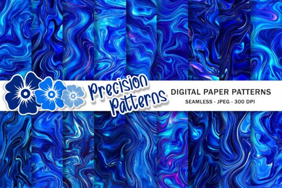Download Blue Liquid Marble Digital Paper - Blue Collection